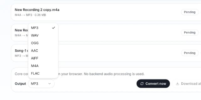 Choose the output format